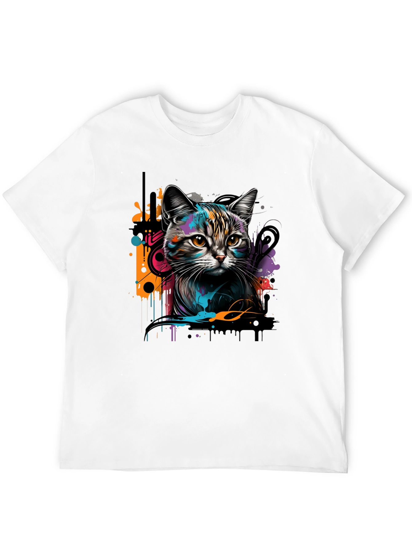 Cool Cat Graphic Print Black T-Shirt