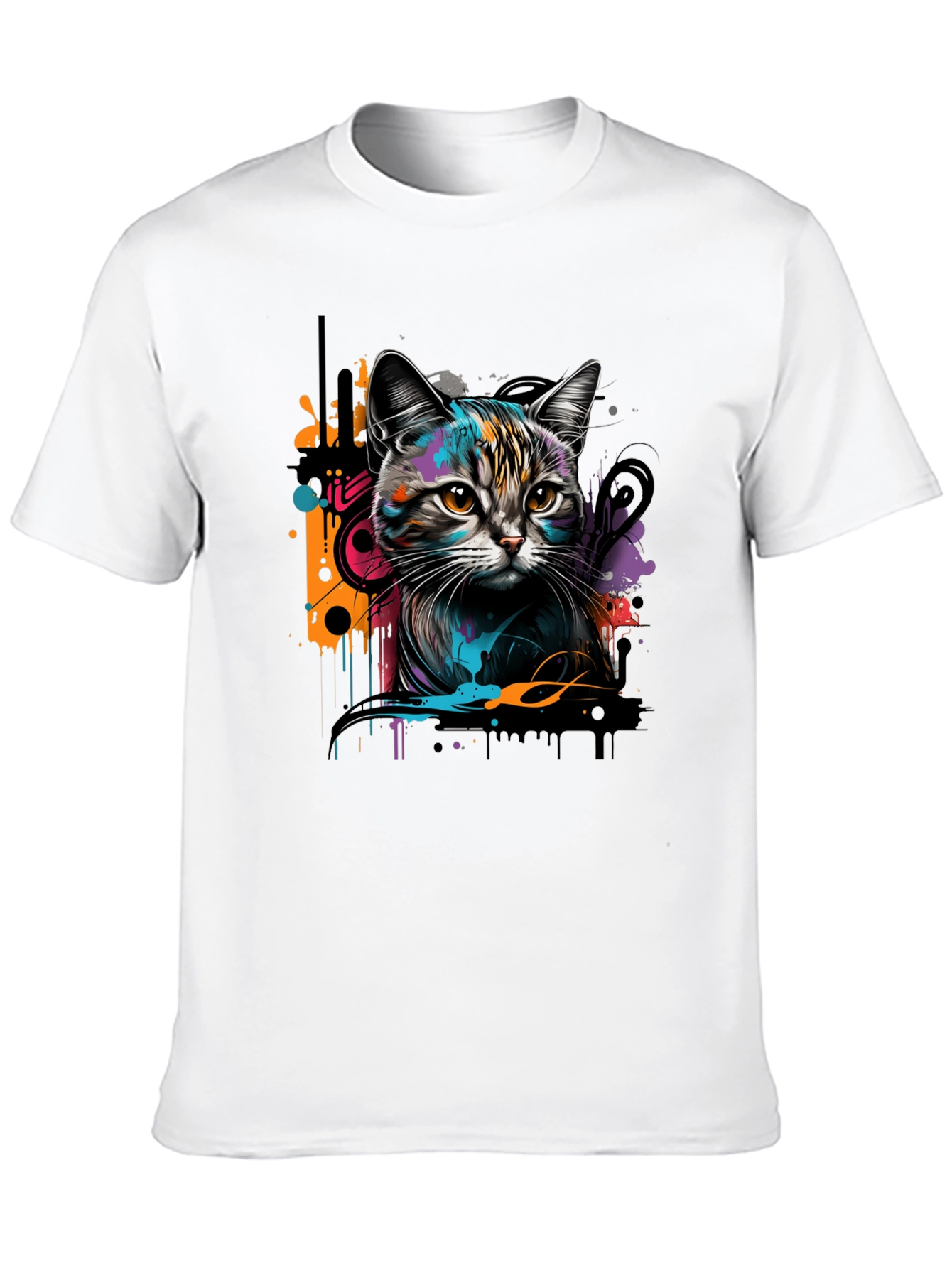 Cool Cat Graphic Print Black T-Shirt