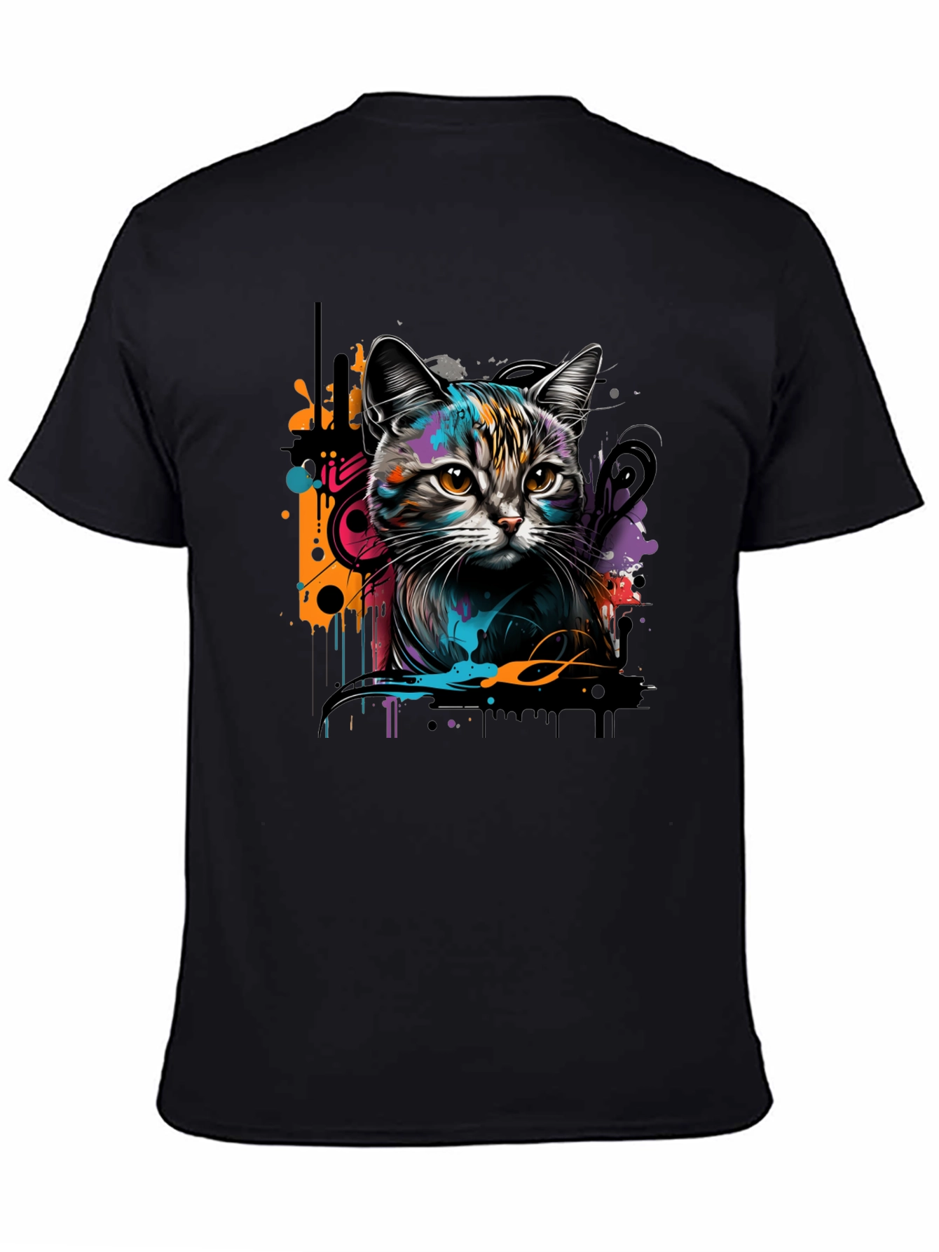 Cool Cat Graphic Print Black T-Shirt