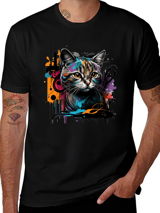 Cool Cat Graphic Print Black T-Shirt