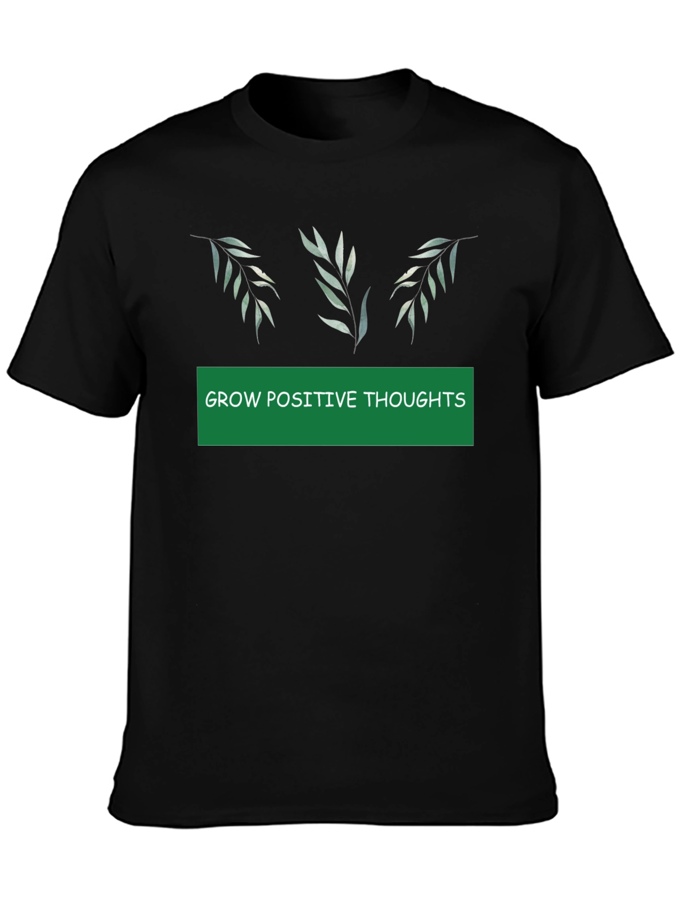 Grow Positive Thoughts Black Graphic Tee