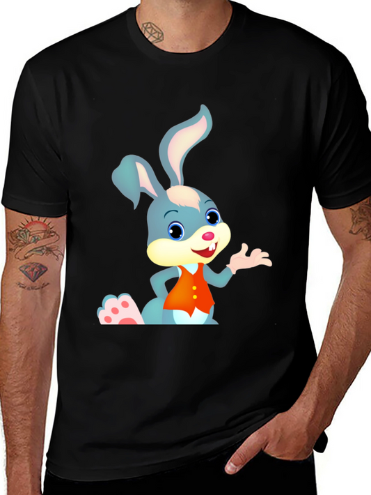 Cartoon Bunny Black T-Shirt
