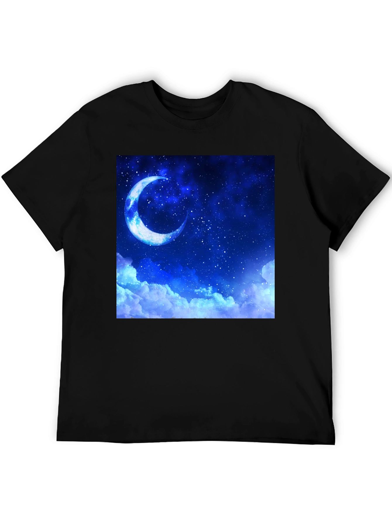Celestial Moon Graphic Tee - Black Cotton Comfort