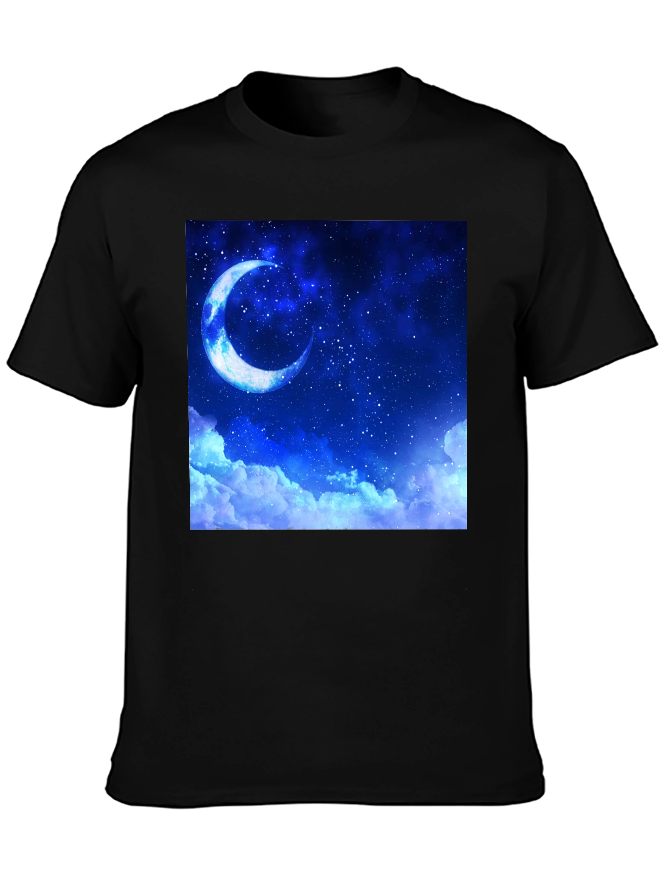 Celestial Moon Graphic Tee - Black Cotton Comfort