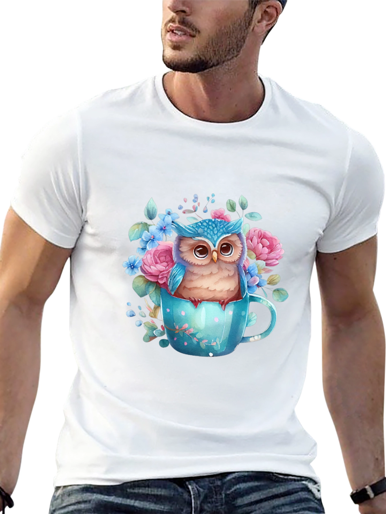 Owl in Teacup Graphic Tee - Unique Design