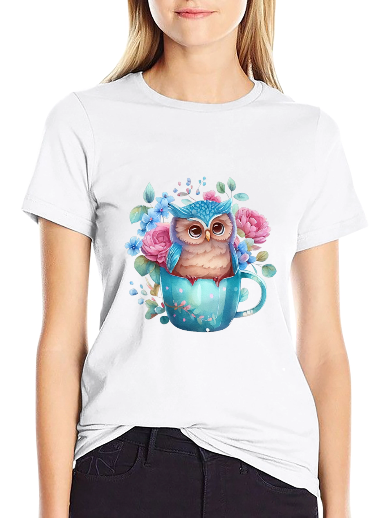 Owl in Teacup Graphic Tee - Unique Design