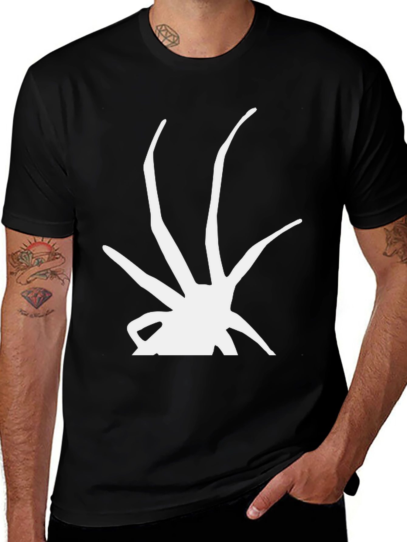 Abstract Graphic Print T-Shirt - Casual Black Tee
