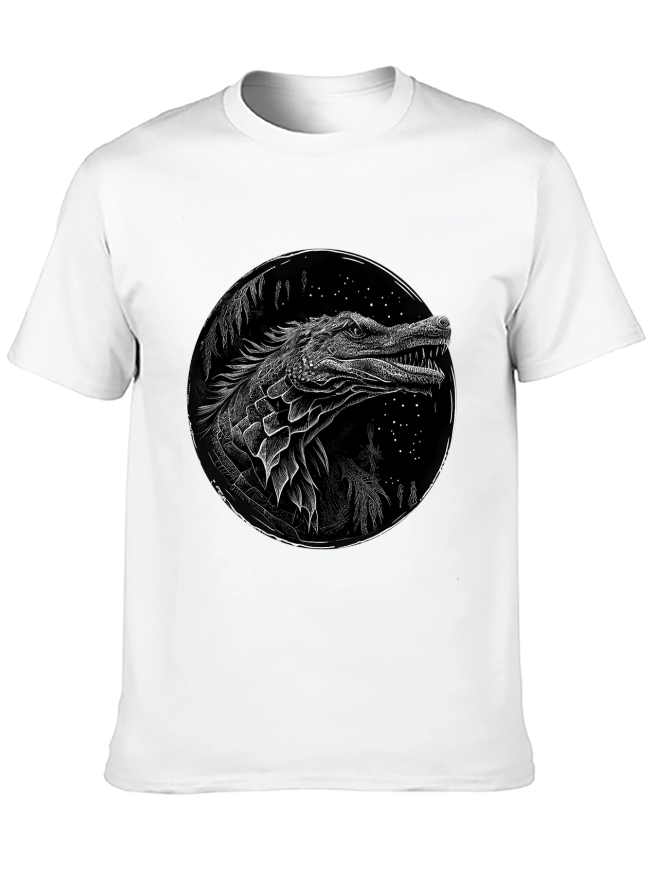Crocodile Graphic Print T-Shirt - Black