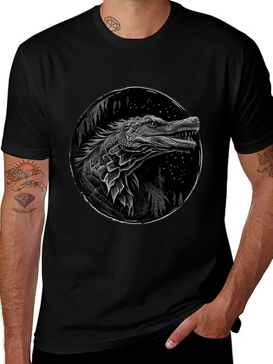 Crocodile Graphic Print T-Shirt - Black