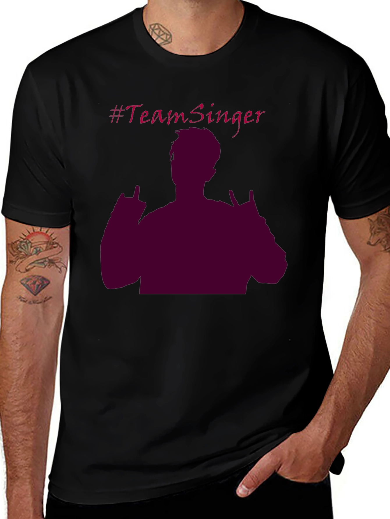 Team Singer Graphic T-Shirt - Black Crew Neck