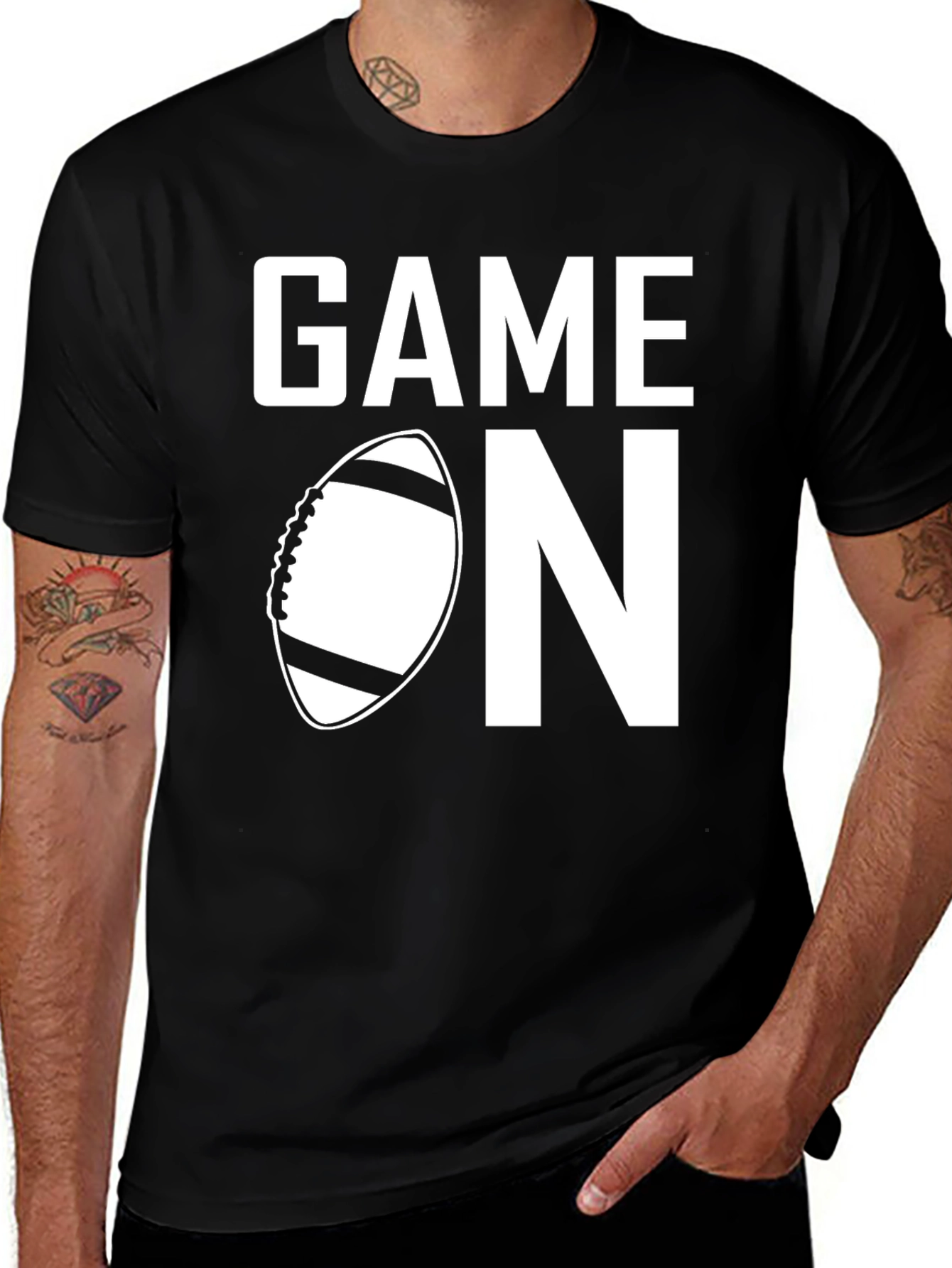 Game On Football Graphic T-Shirt - Black