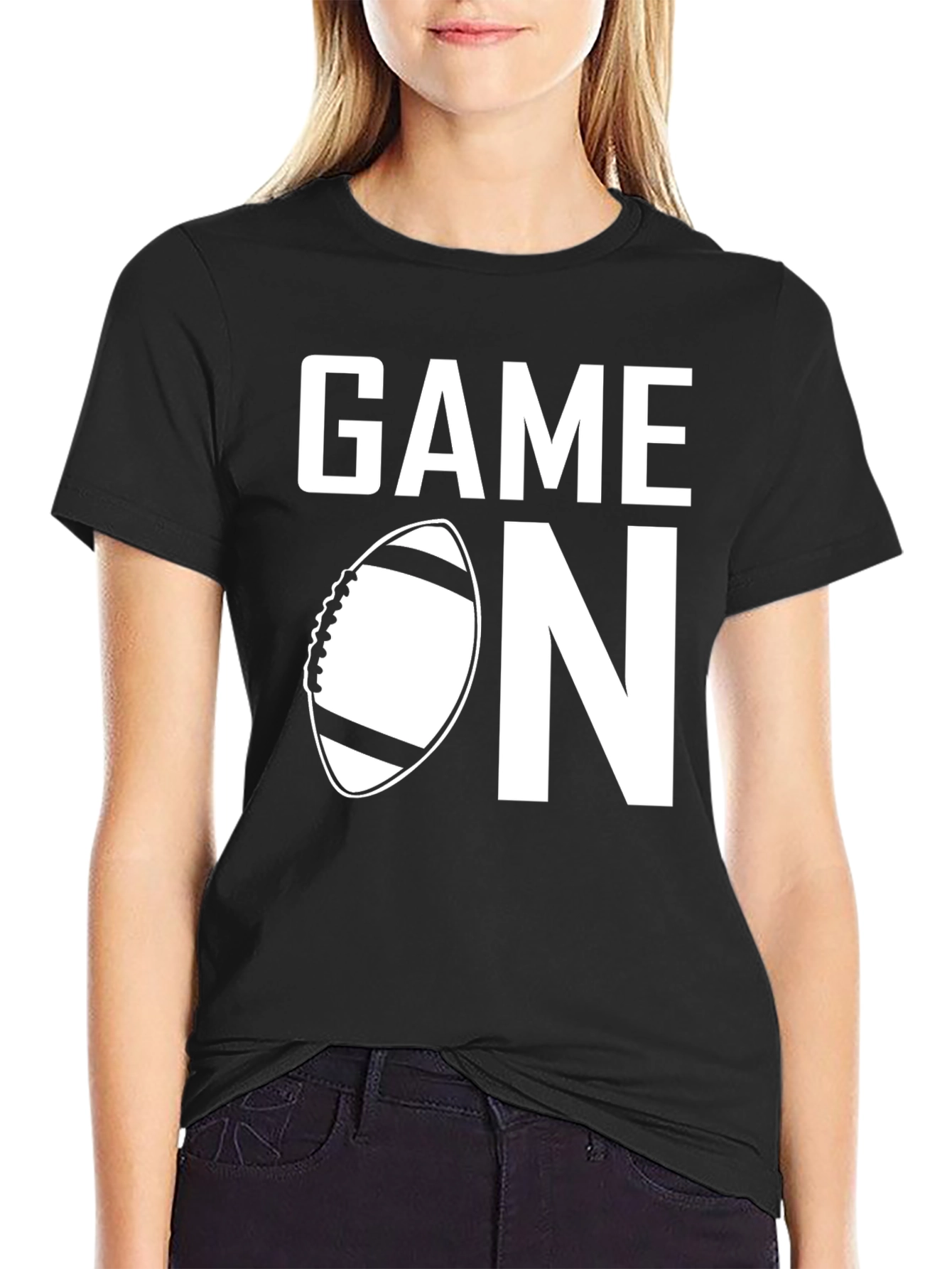 Game On Football Graphic T-Shirt - Black
