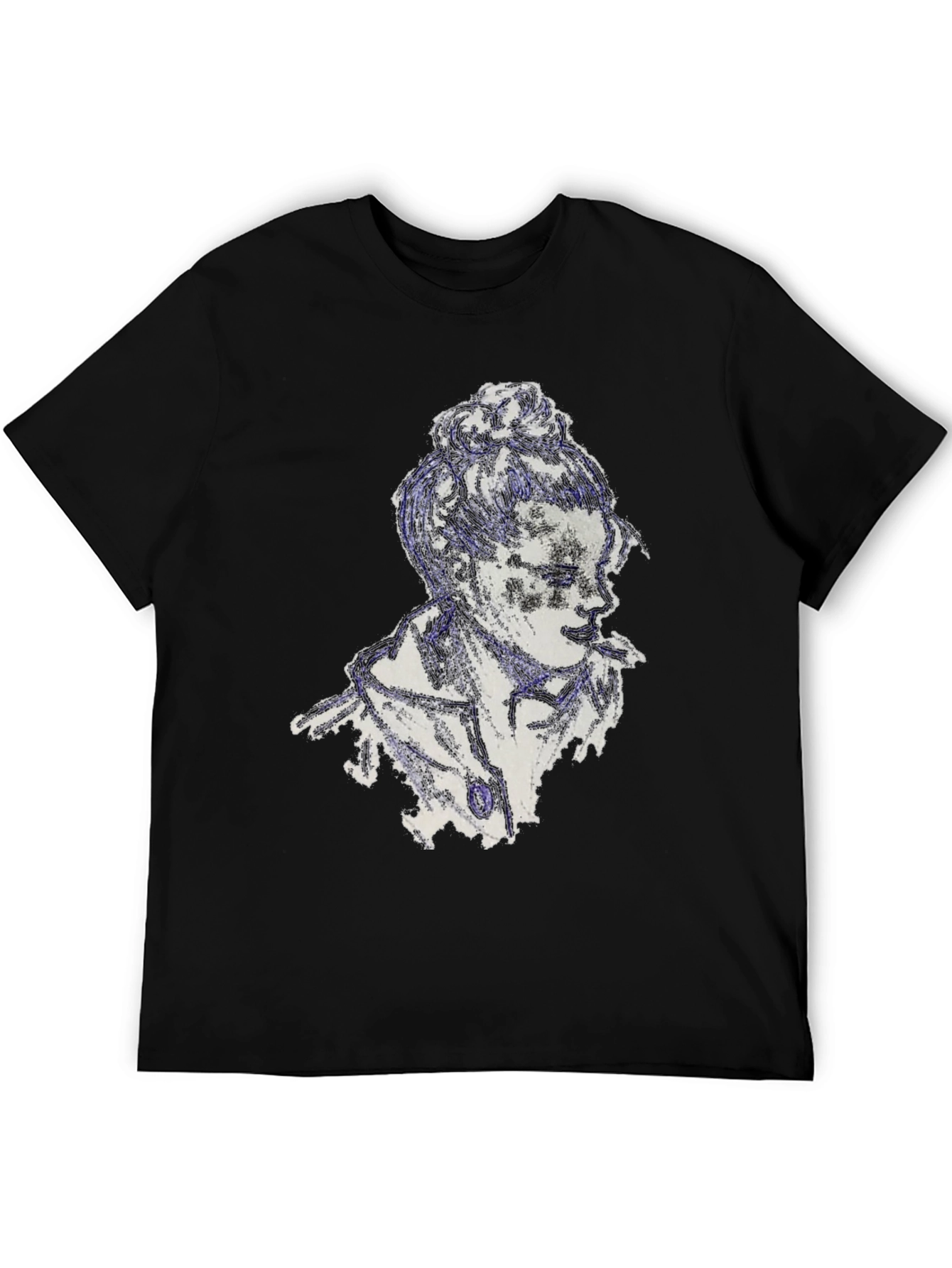 Edgy Graphic Tee: Black Crew Neck T-Shirt