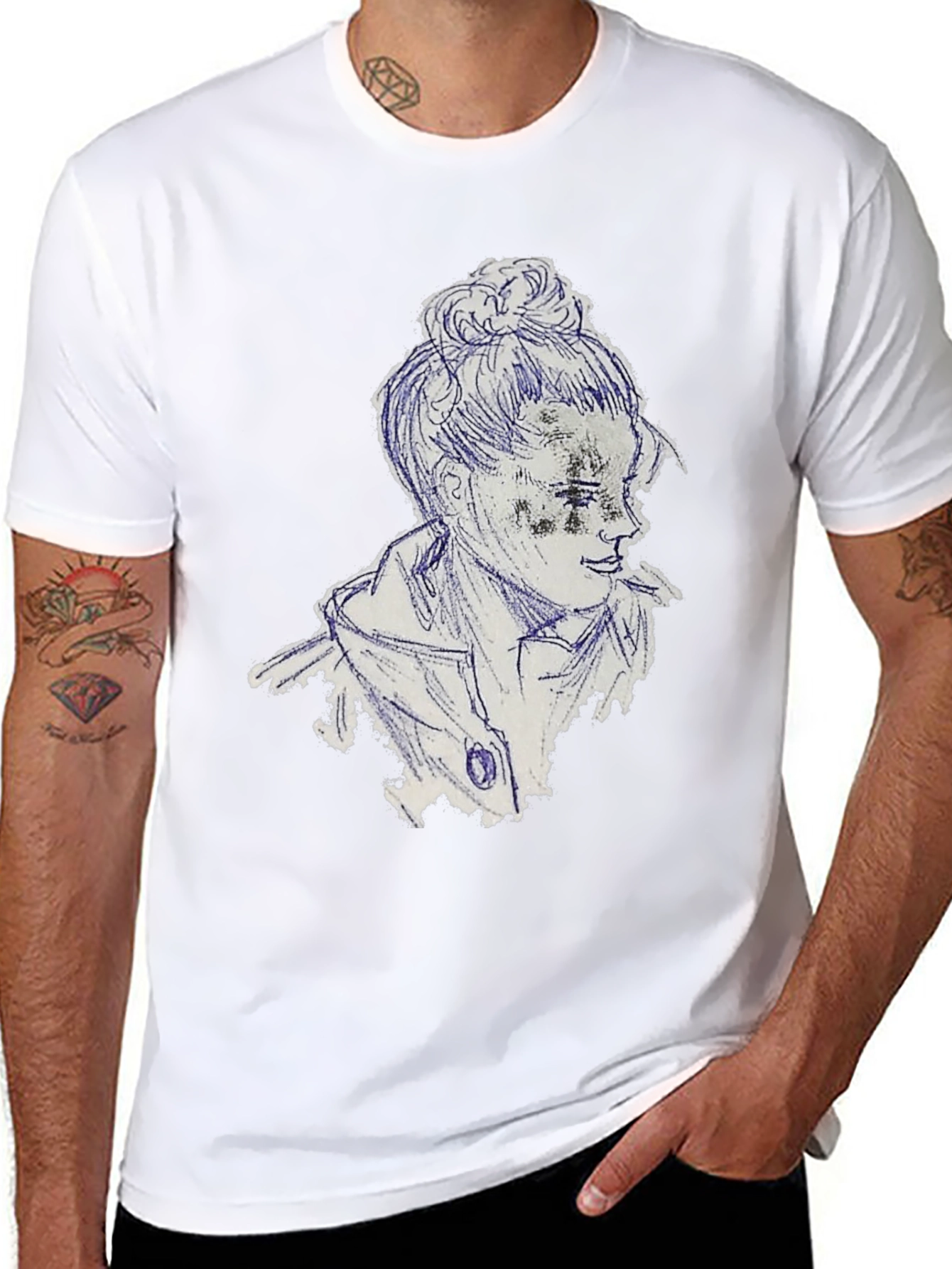 Edgy Graphic Tee: Black Crew Neck T-Shirt