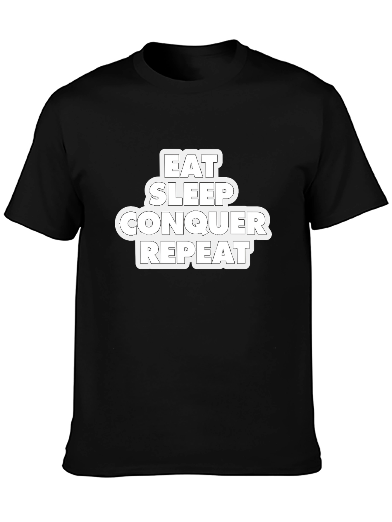 Eat Sleep Conquer Repeat Black Graphic Tee