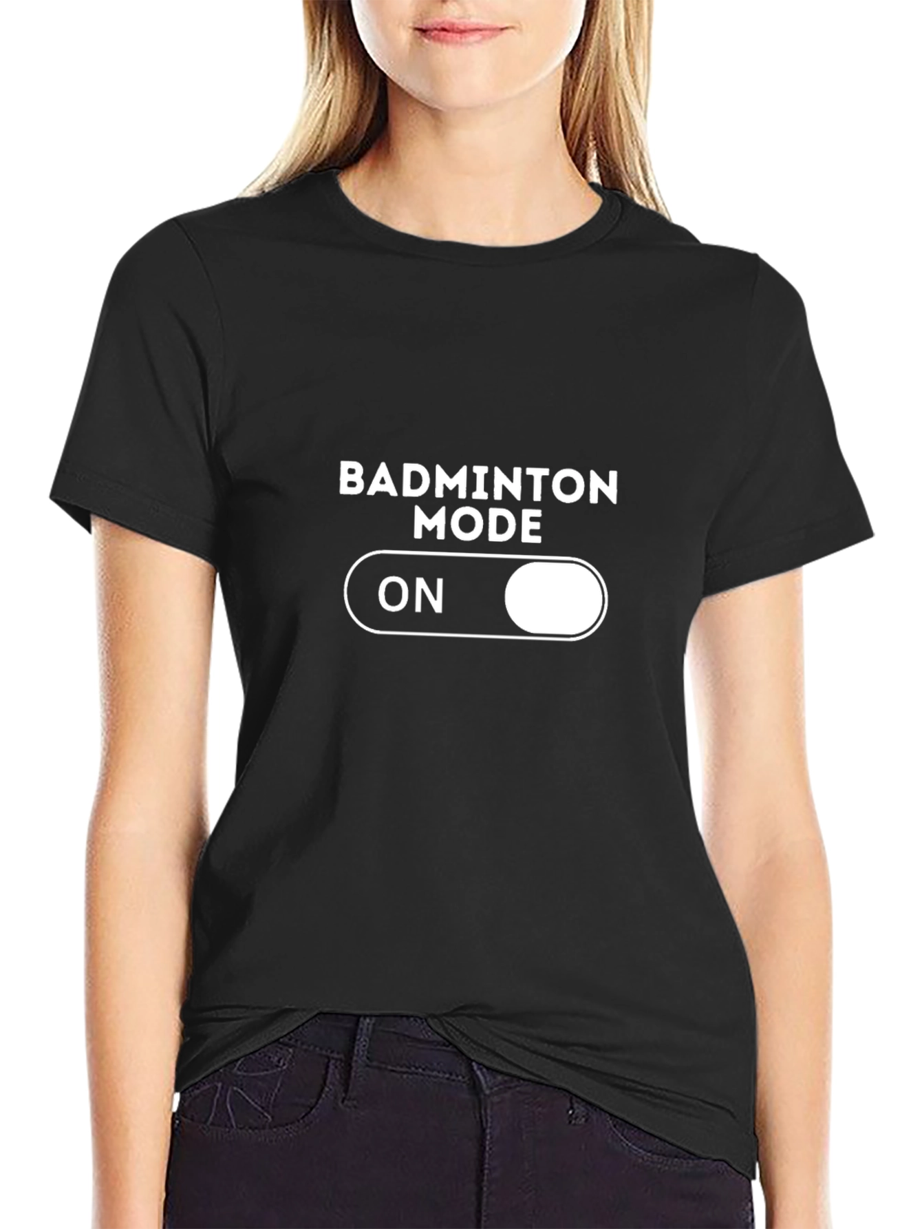Badminton Mode On Black T-Shirt