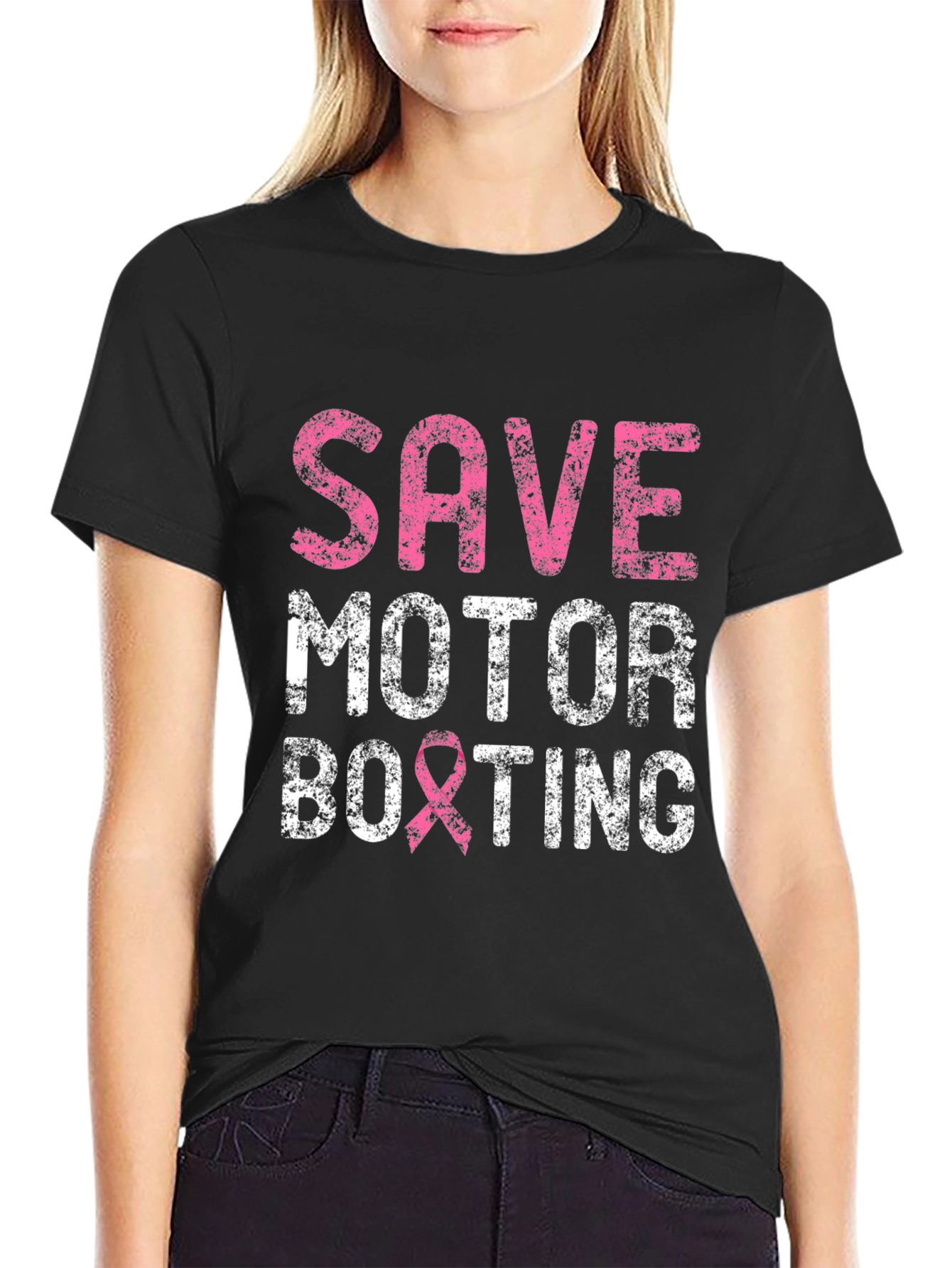 Save Motor Boxting T-Shirt Breast Cancer Awareness