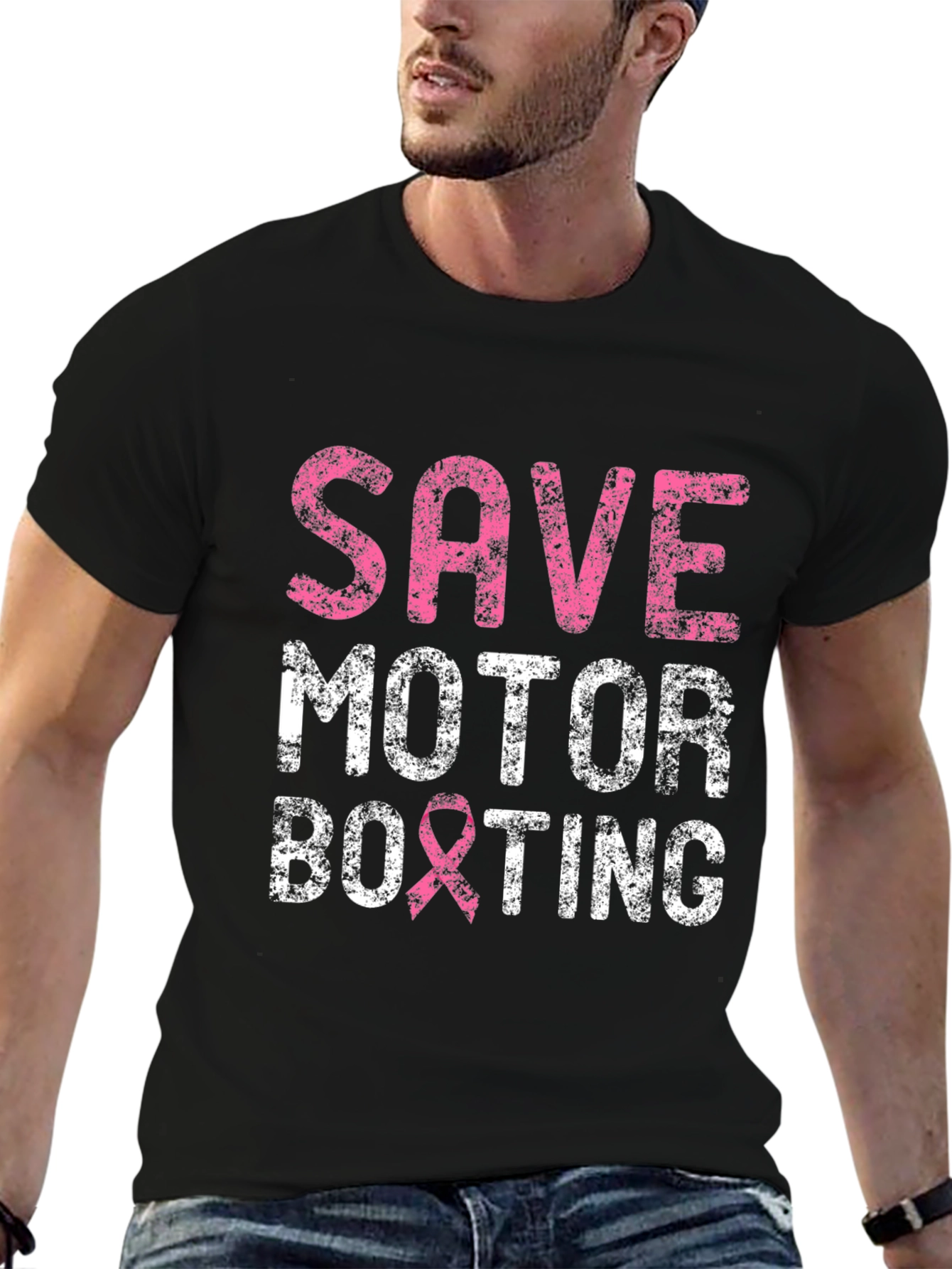 Save Motor Boxting T-Shirt Breast Cancer Awareness