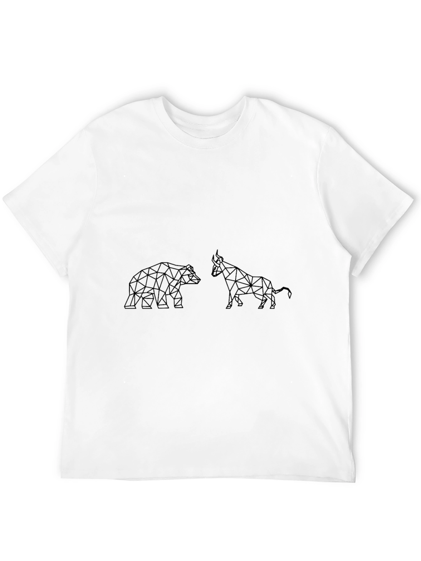 Geometric Bull and Bear Black T-Shirt