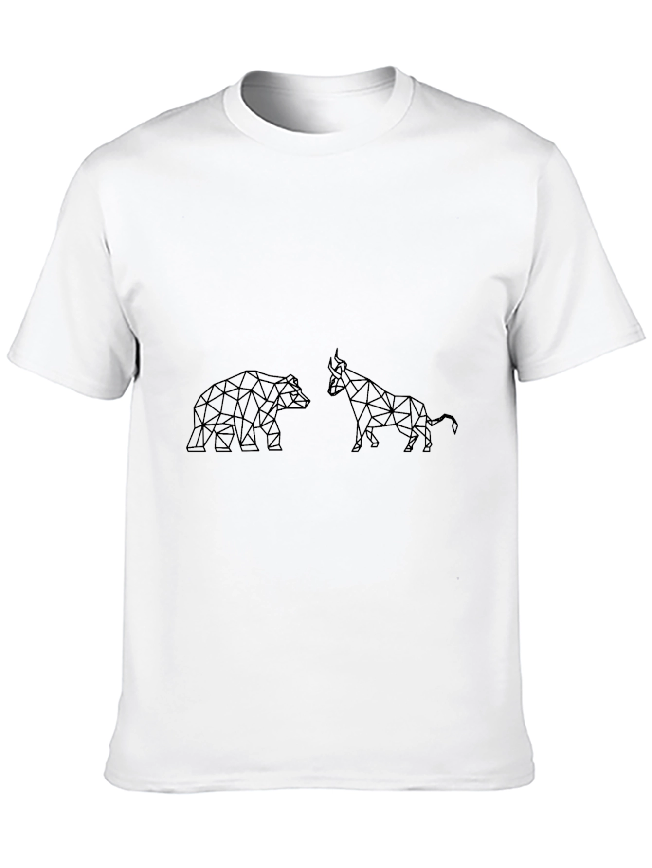 Geometric Bull and Bear Black T-Shirt
