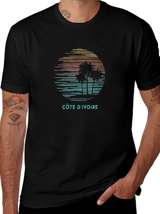 Côte dIvoire Graphic Tee - Sunset Palm Design