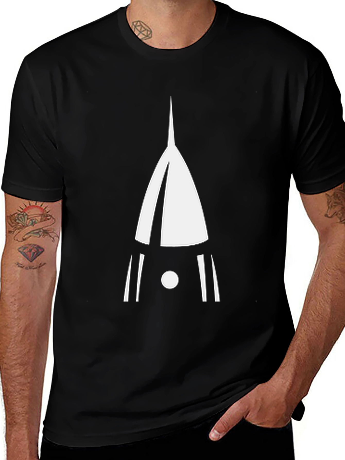 Abstract Rocket Graphic Black T-Shirt