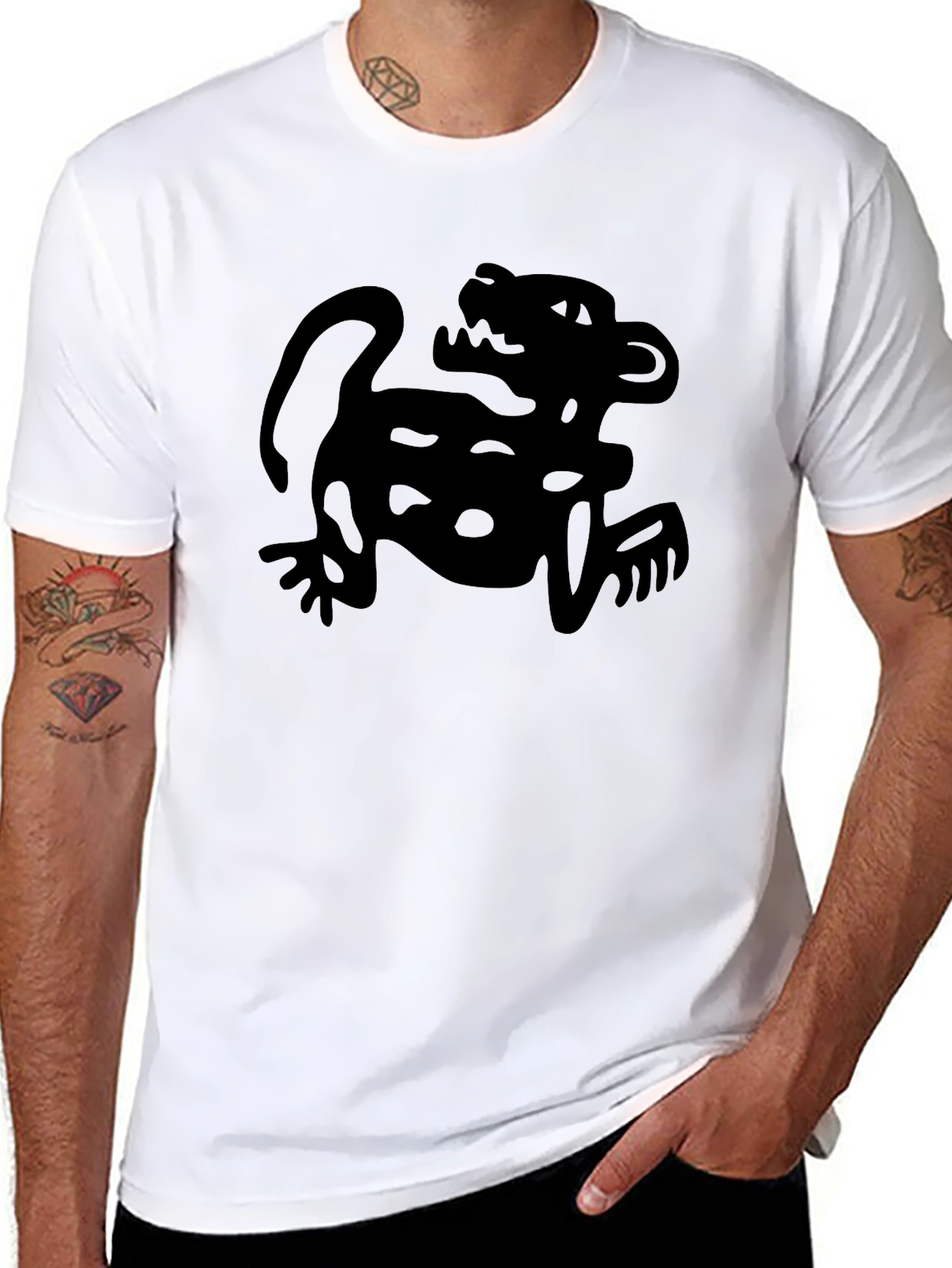Black Jaguar Graphic Tee - Mens Crew Neck T-Shirt