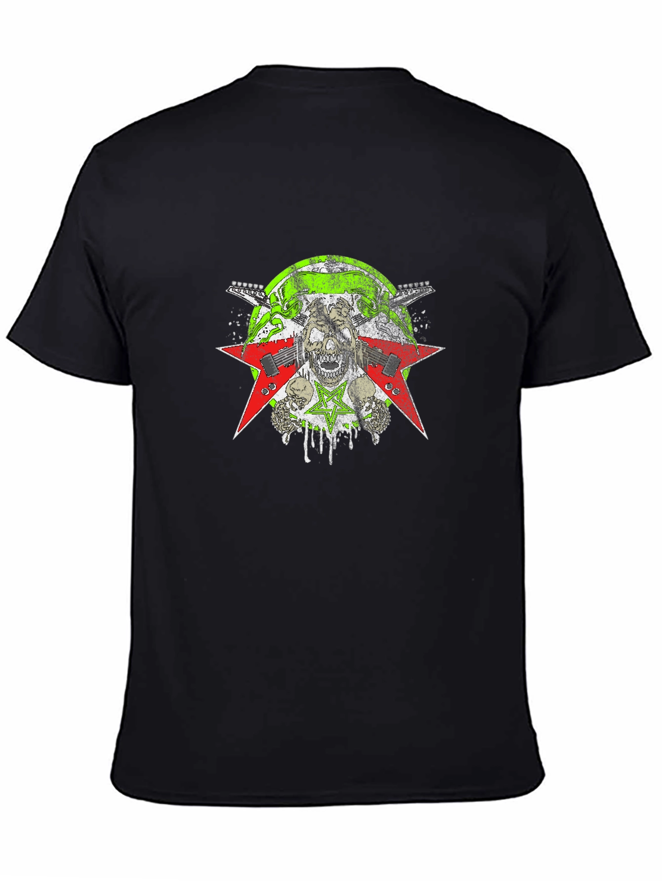 Rock & Roll Skull Graphic Tee - Black