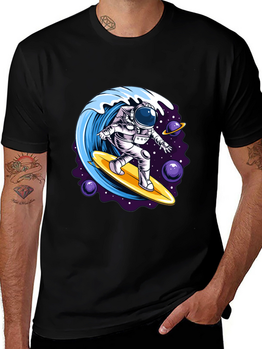 Astronaut Surfing Wave Graphic T-Shirt
