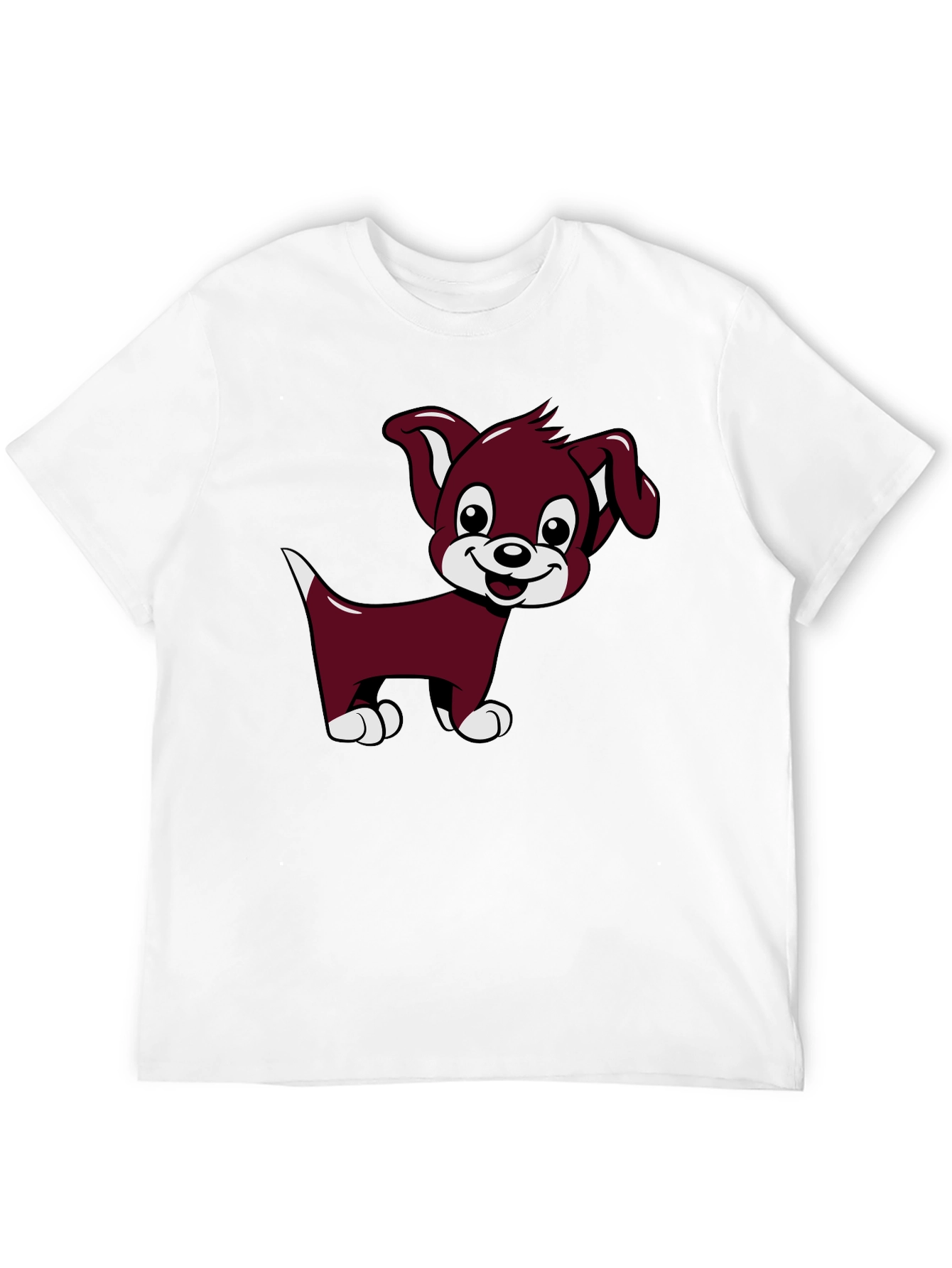 Cute Puppy Cartoon Black T-Shirt