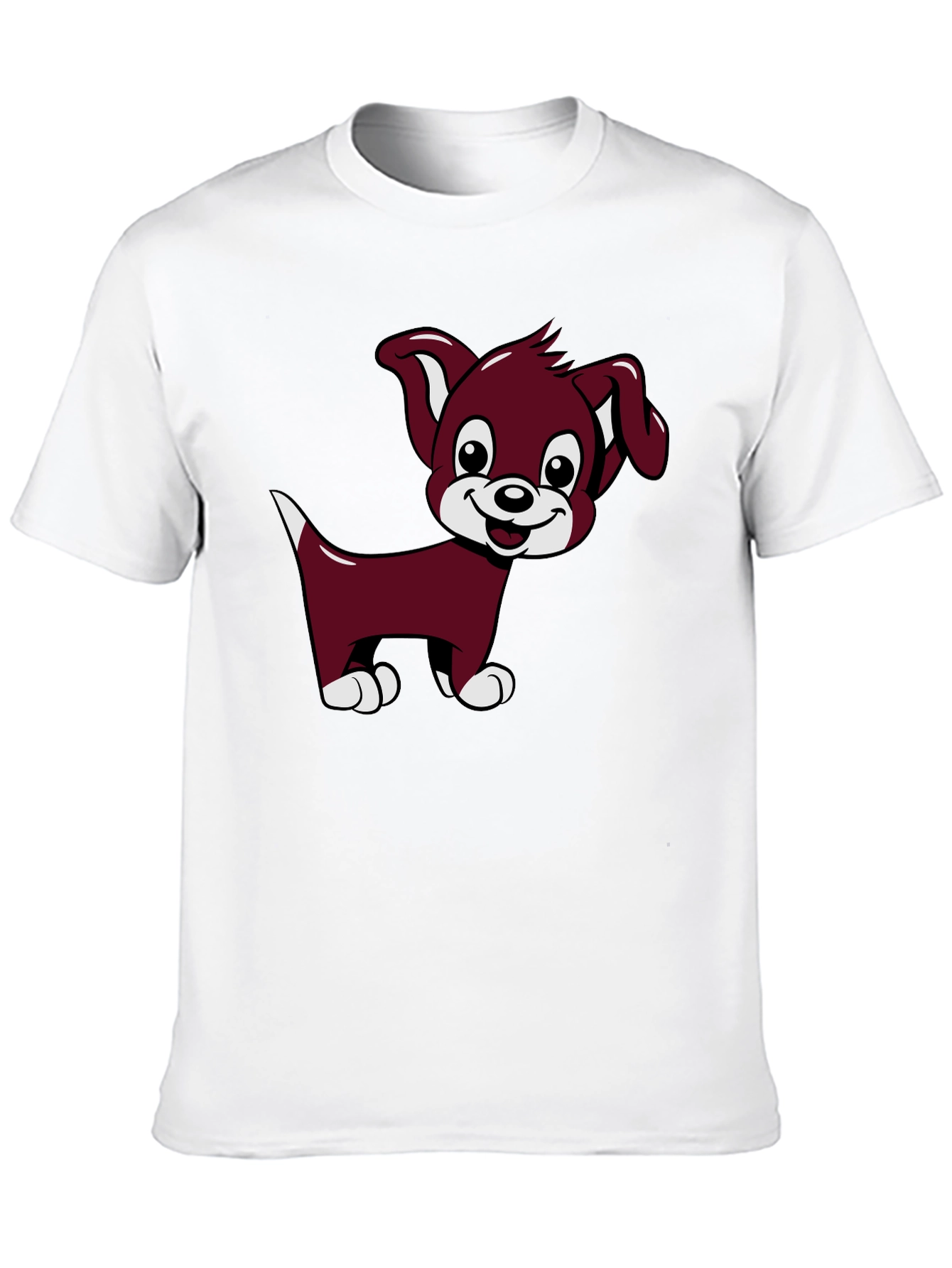 Cute Puppy Cartoon Black T-Shirt