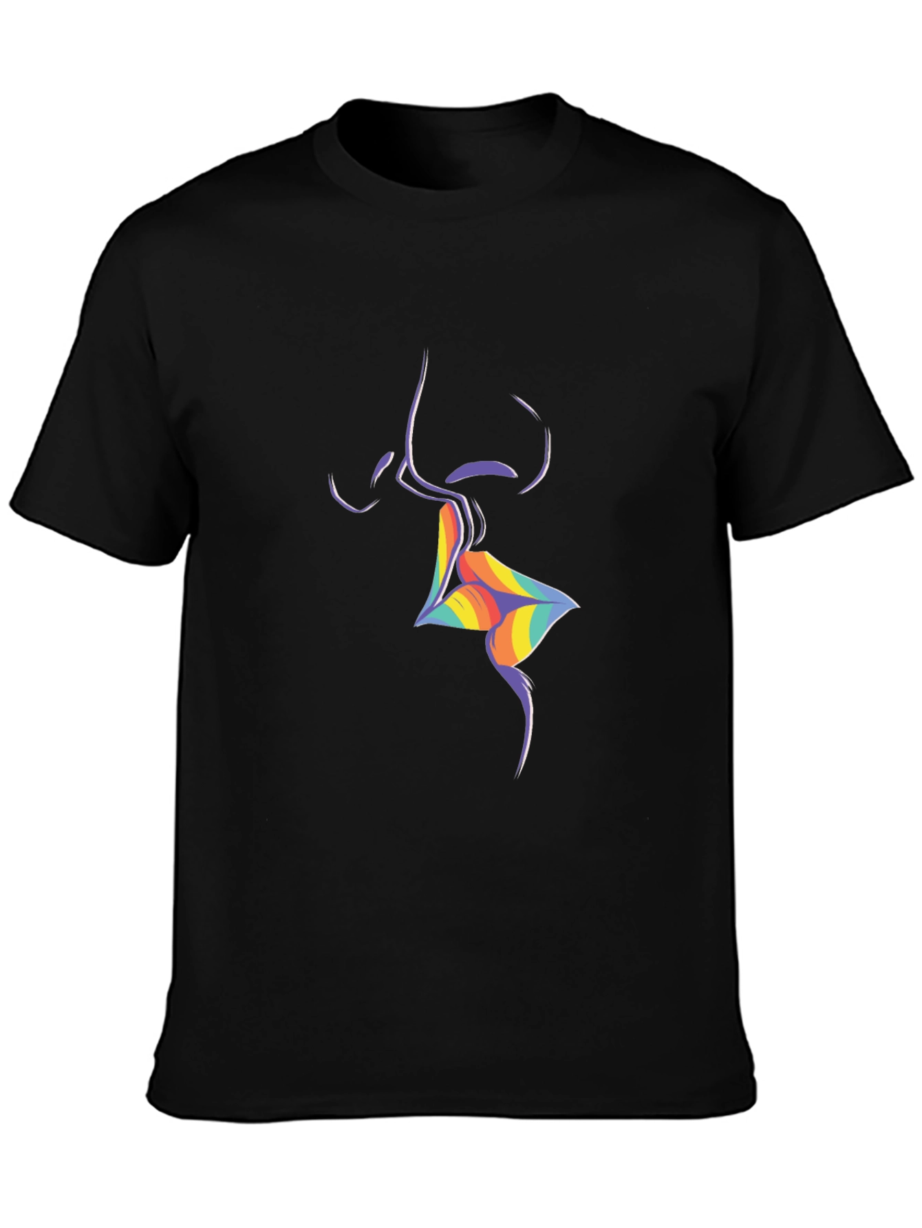 Rainbow Kiss Graphic Black Tee