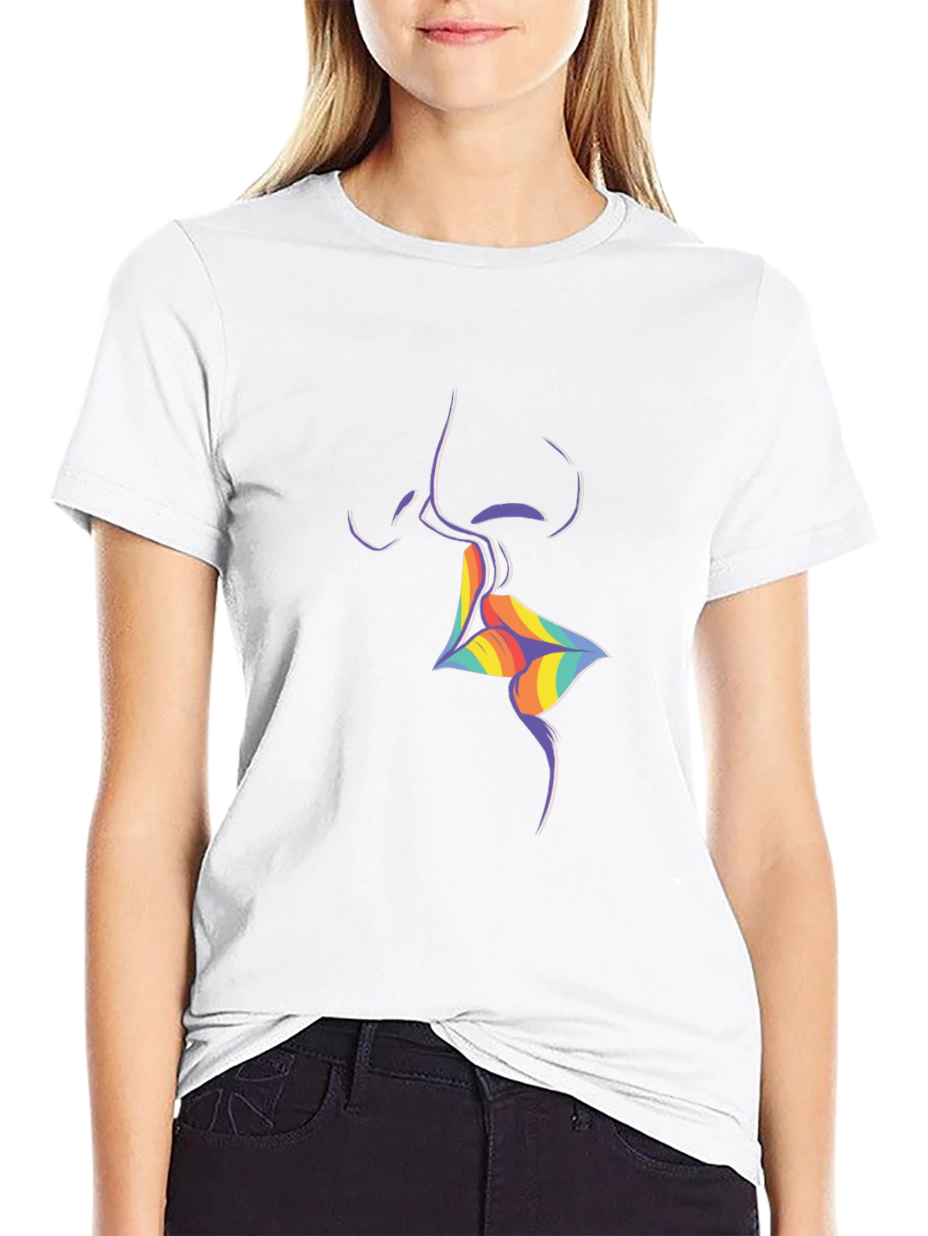 Rainbow Kiss Graphic Black Tee