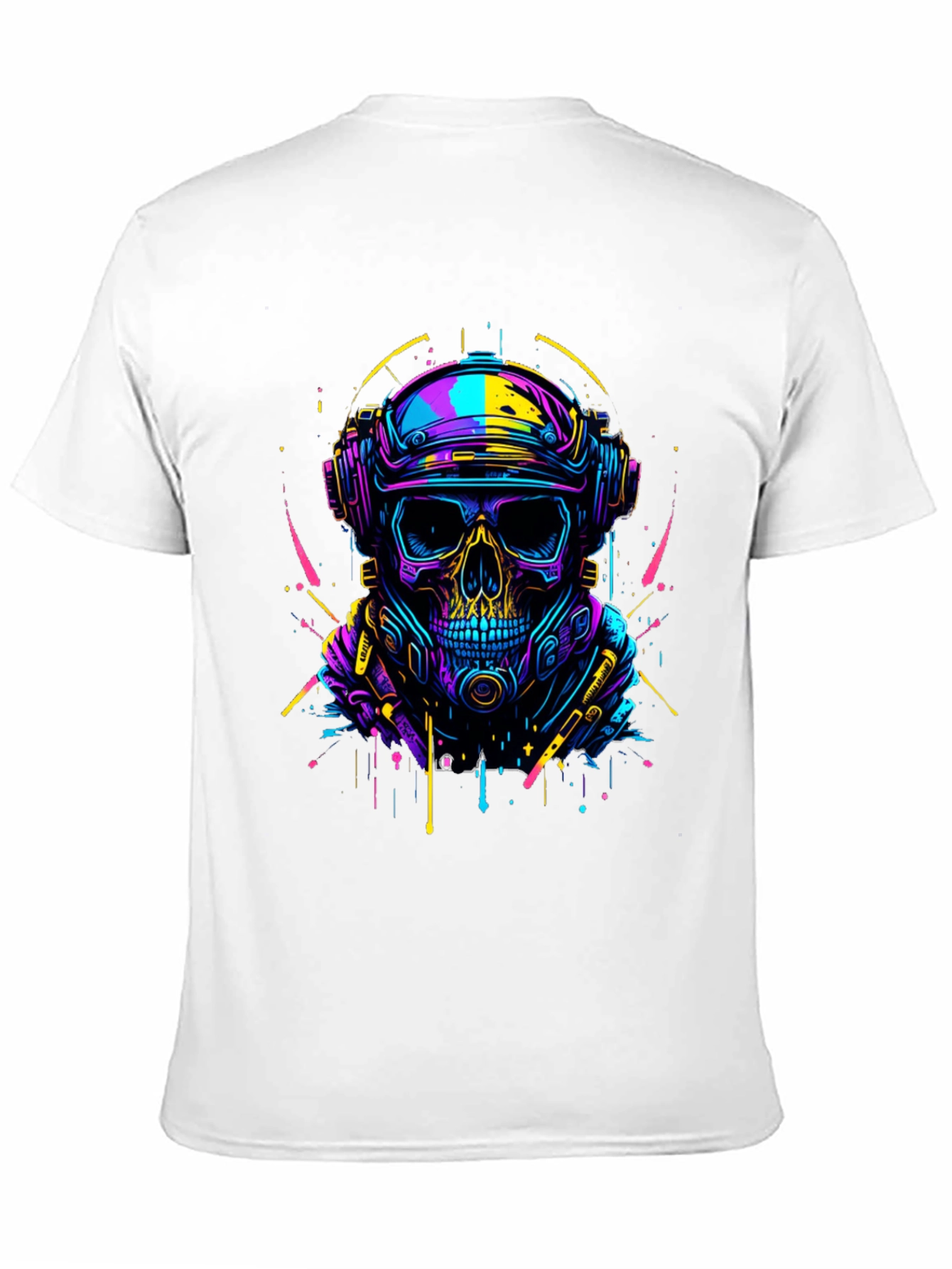 Cyberpunk Skull Graphic Tee - Neon Drip Design
