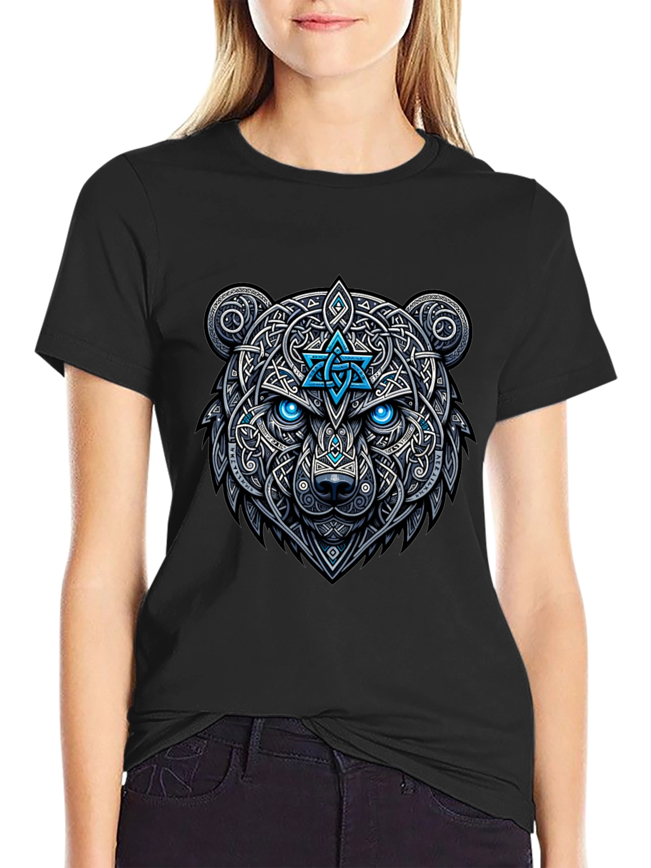 Celtic Bear Graphic Tee - Black