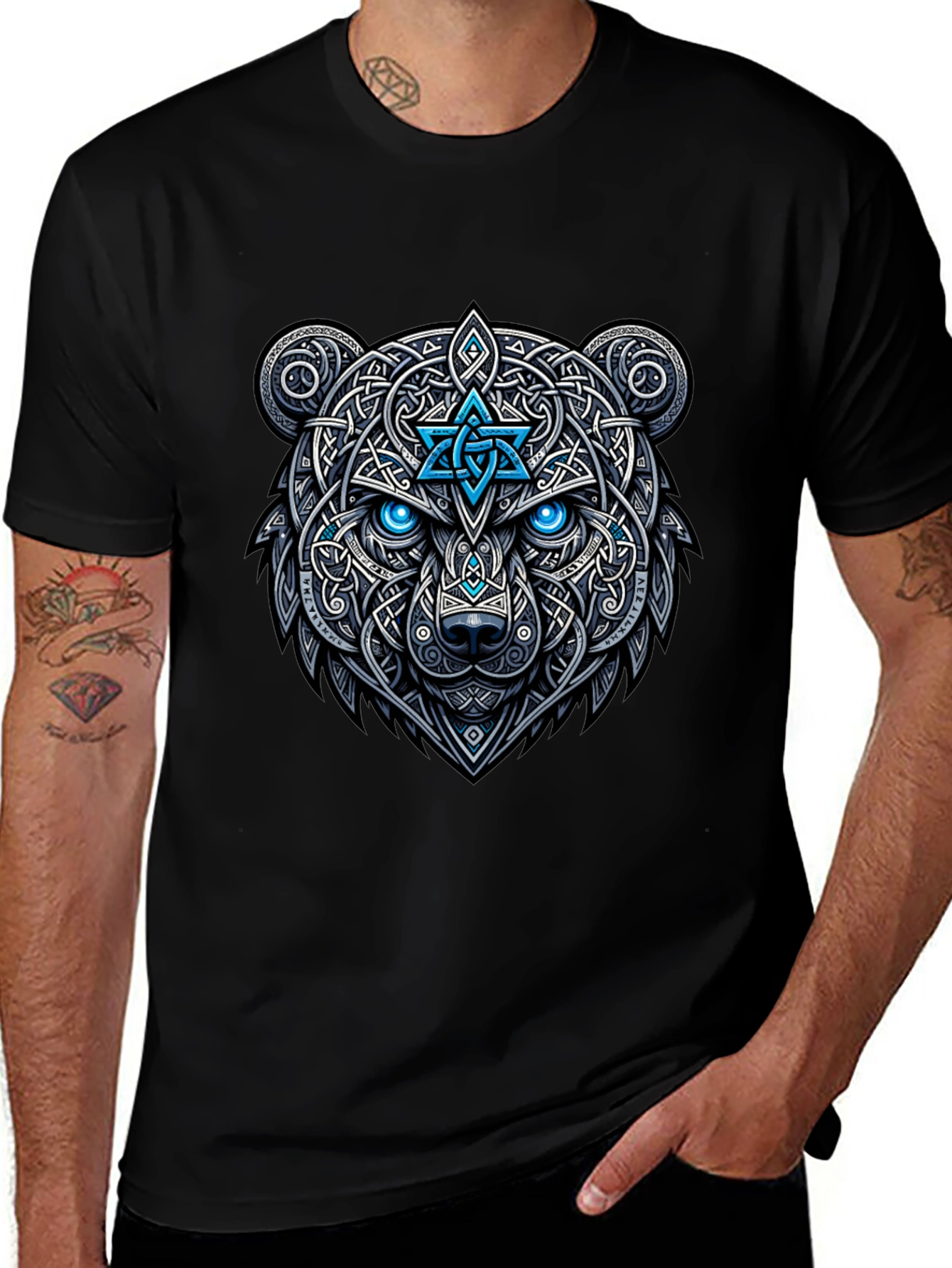 Celtic Bear Graphic Tee - Black