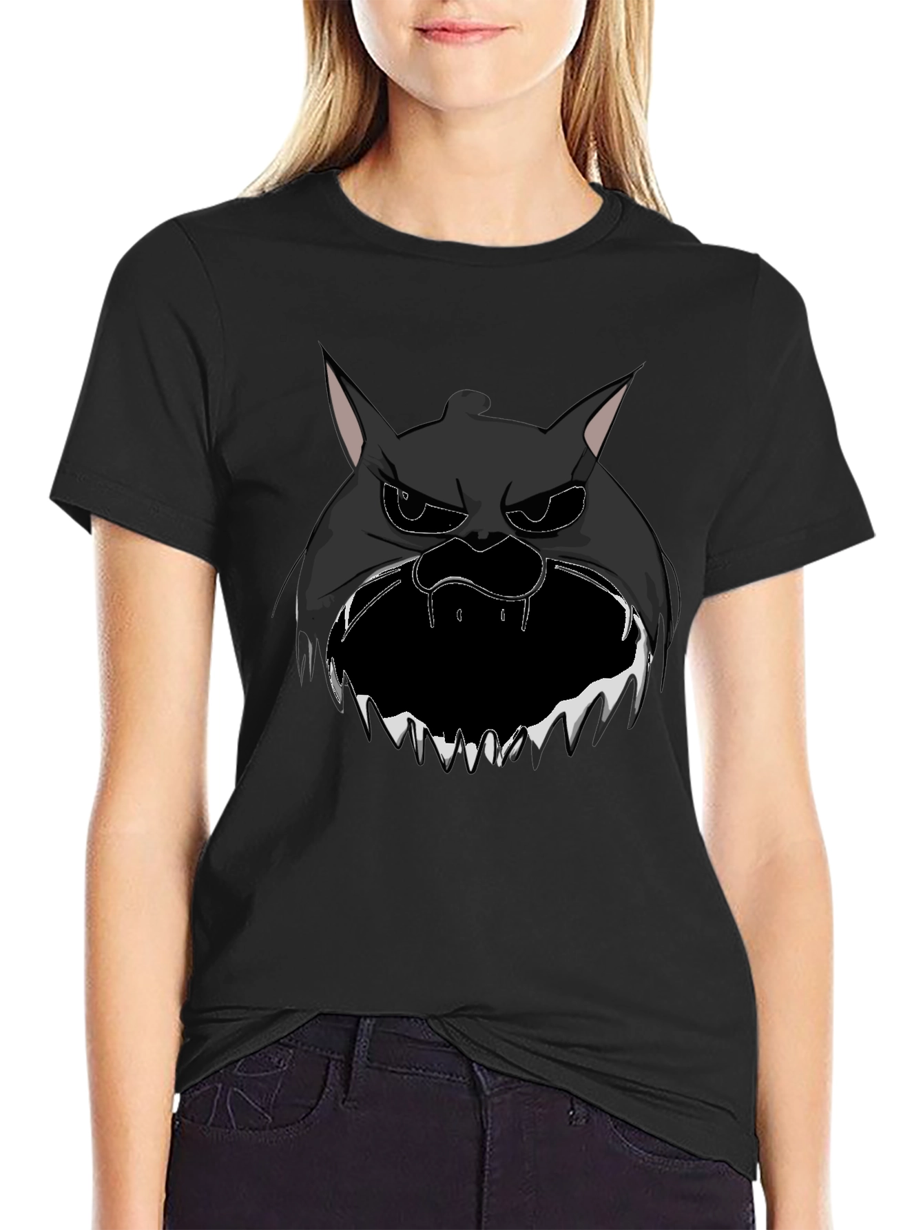 Mens Black Graphic Tee - Spooky Creature