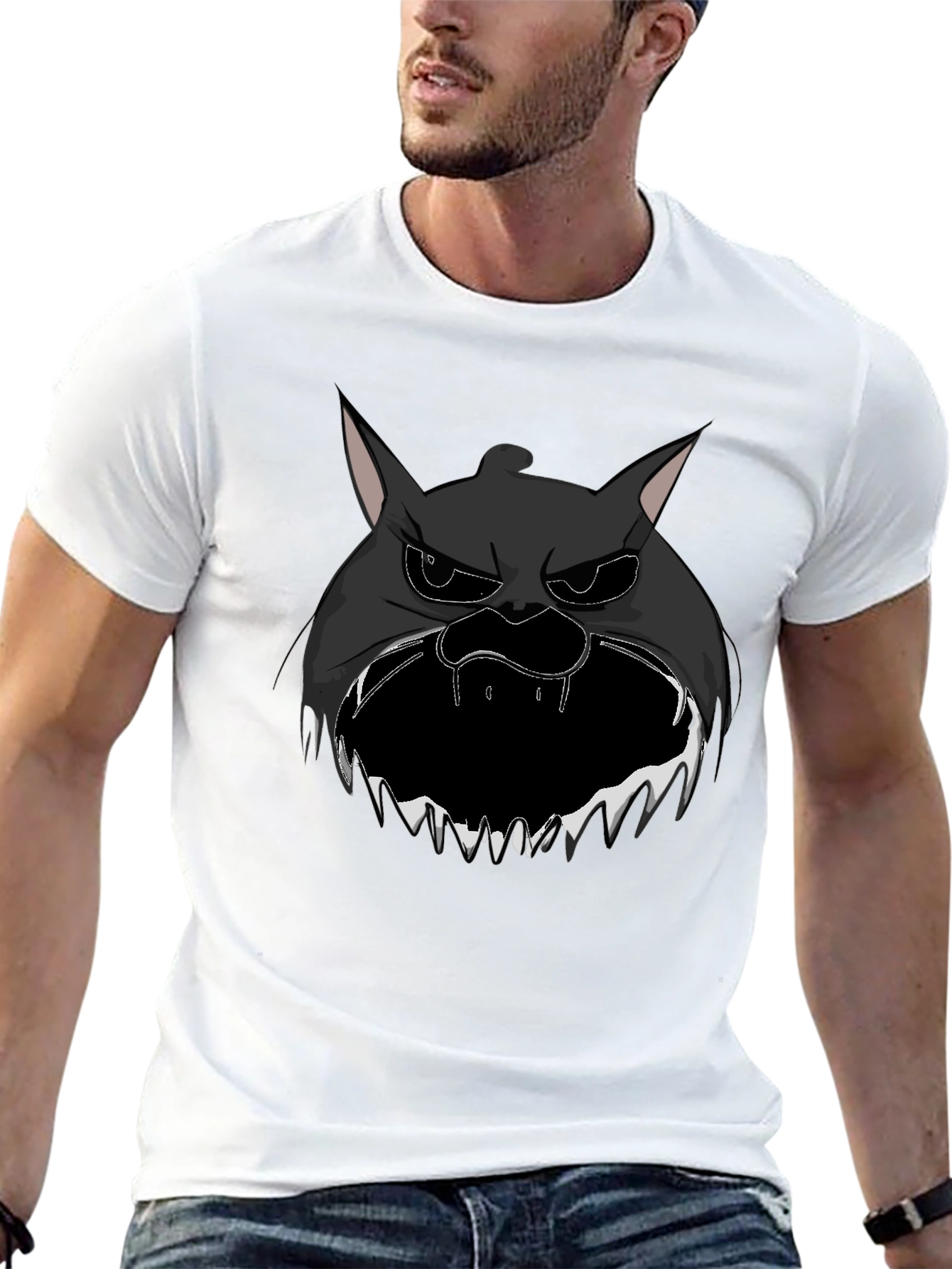 Mens Black Graphic Tee - Spooky Creature