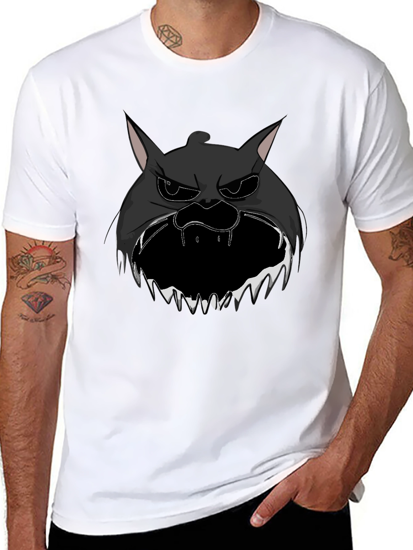 Mens Black Graphic Tee - Spooky Creature