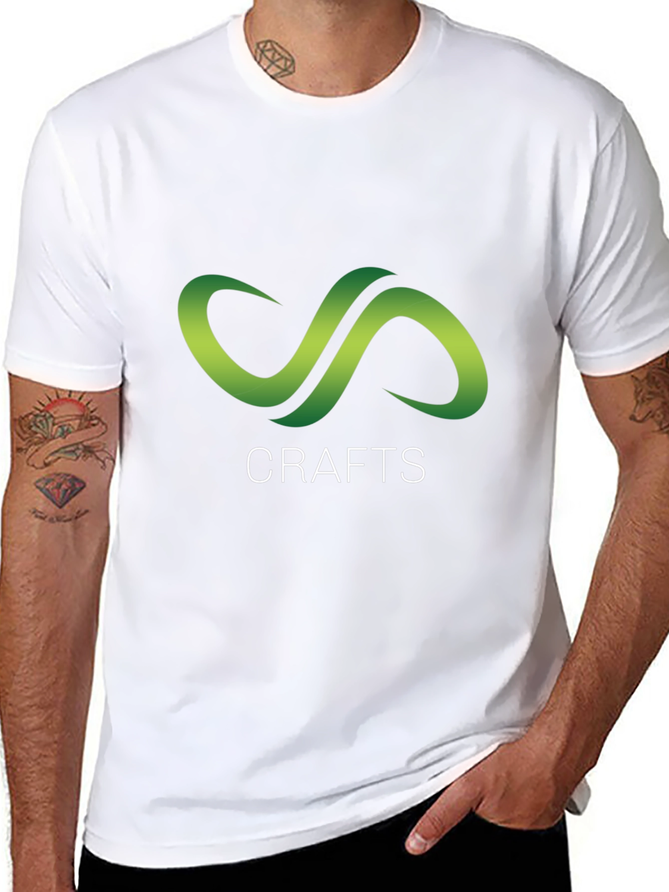 Crafts Black T-Shirt with Green Infinity Logo
