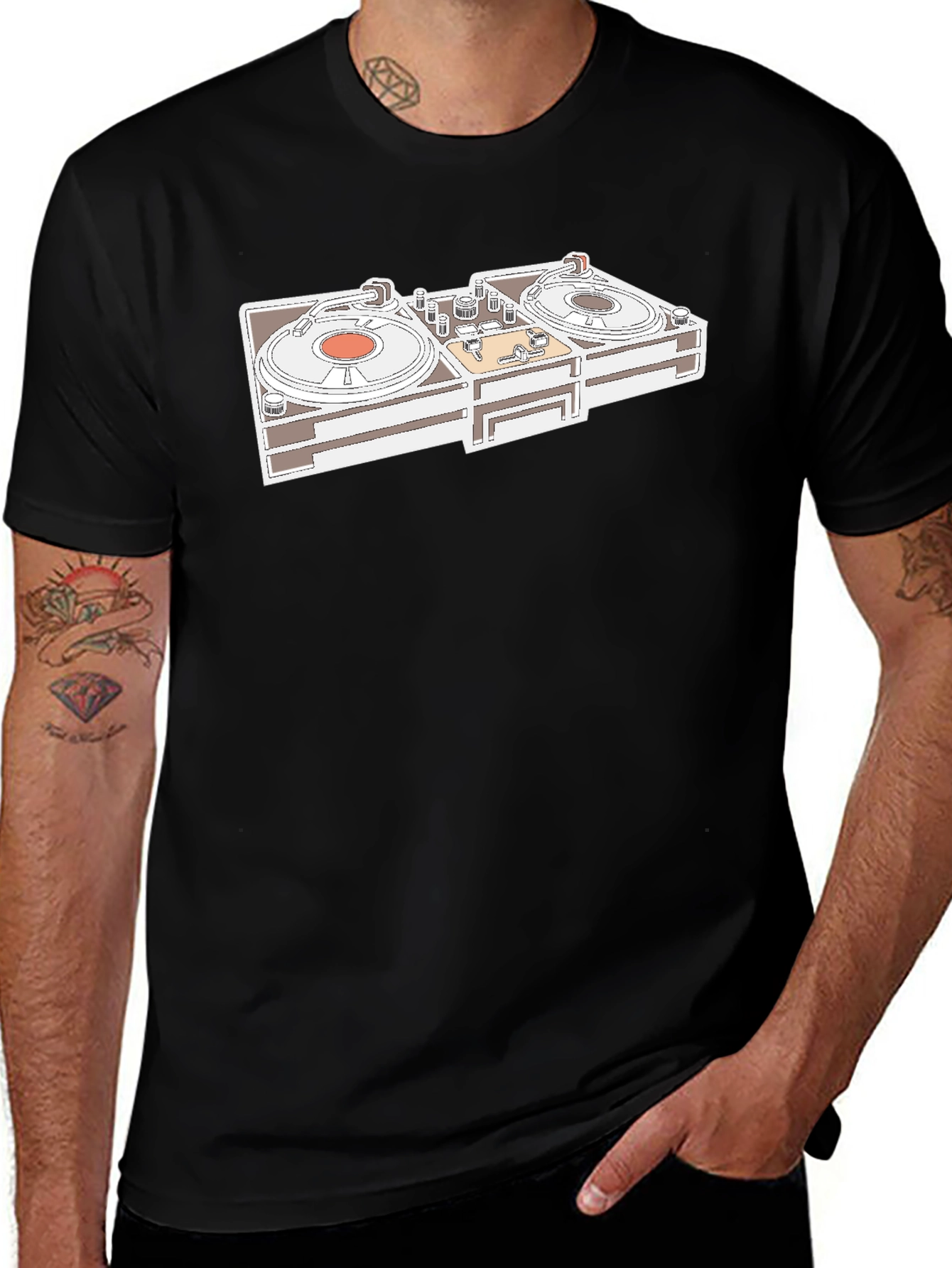 DJ Turntable Graphic Tee - Black Hip Hop Shirt