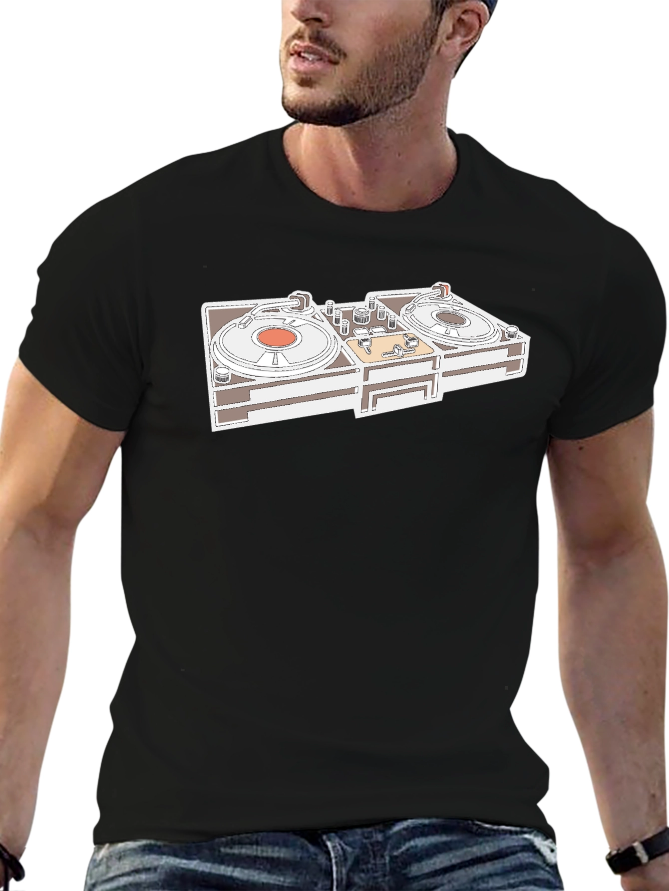 DJ Turntable Graphic Tee - Black Hip Hop Shirt