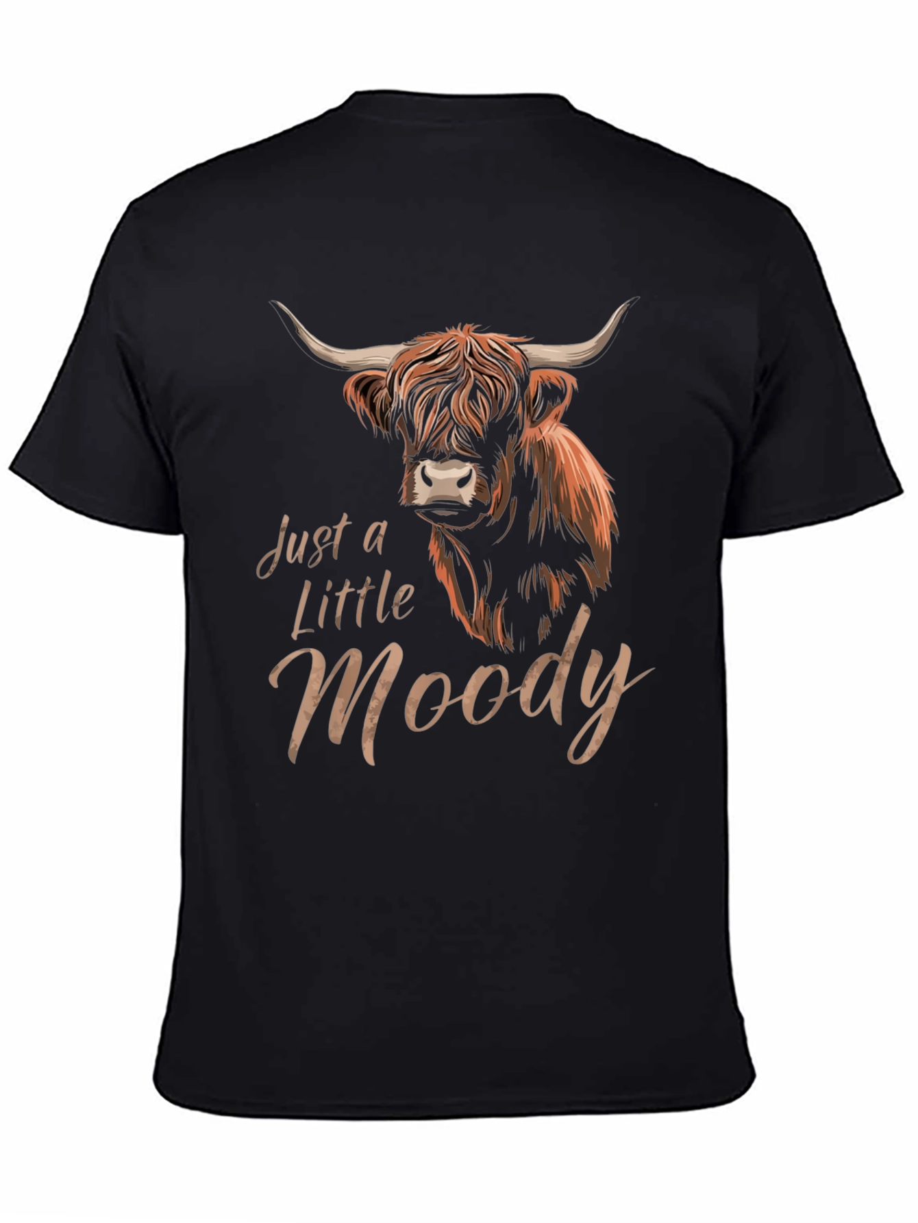 Just a Little Moody Highland Cow Graphic T-Shirt