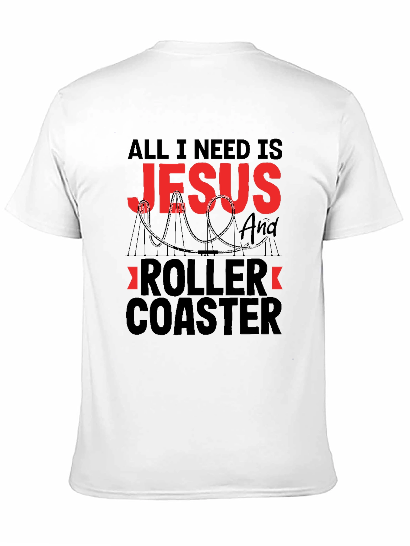 Jesus & Roller Coaster Black Graphic T-Shirt