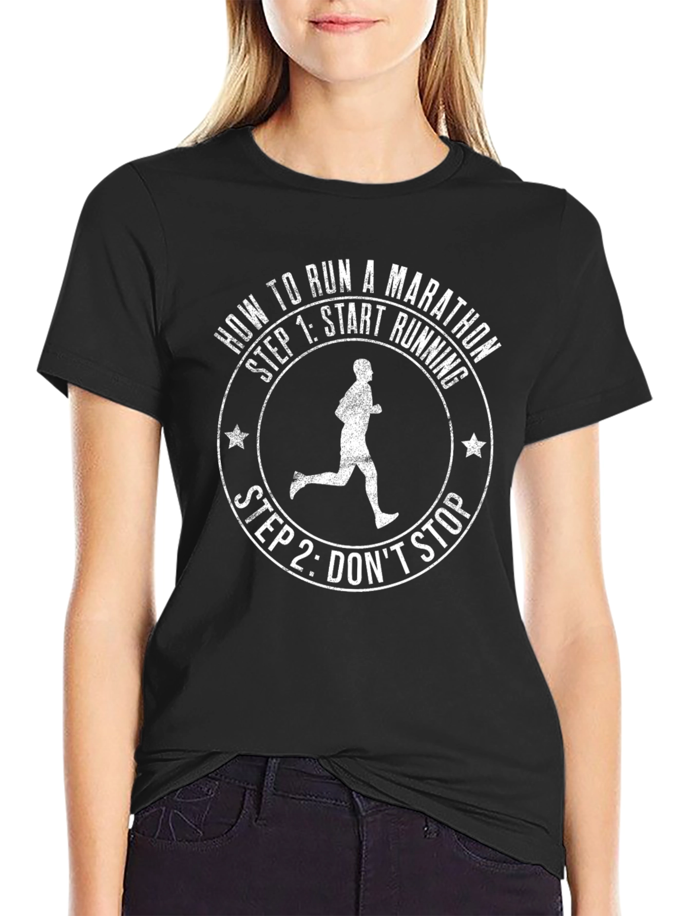 Marathon Runner T-Shirt - Funny Running Steps Tee