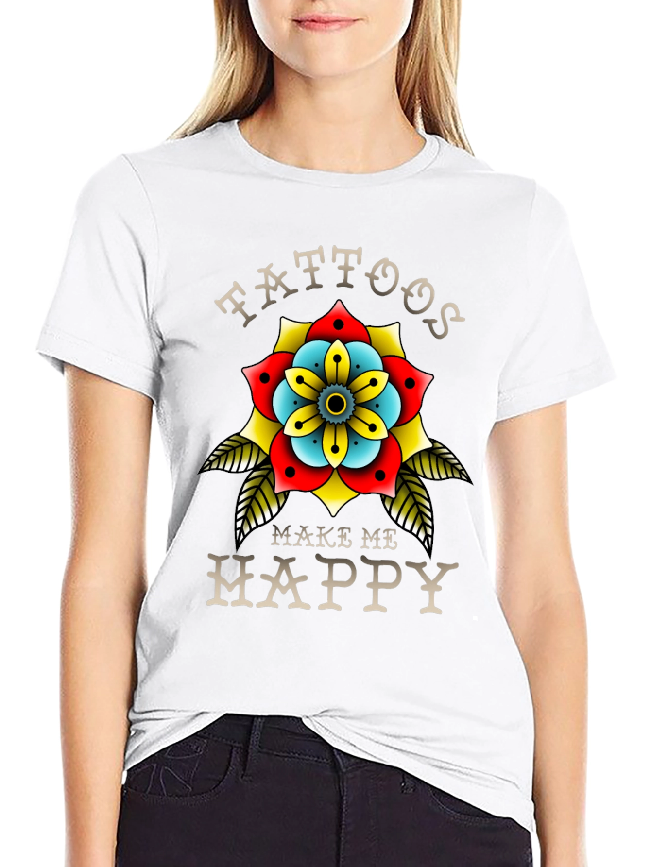 Tattoos Make Me Happy Black T-Shirt