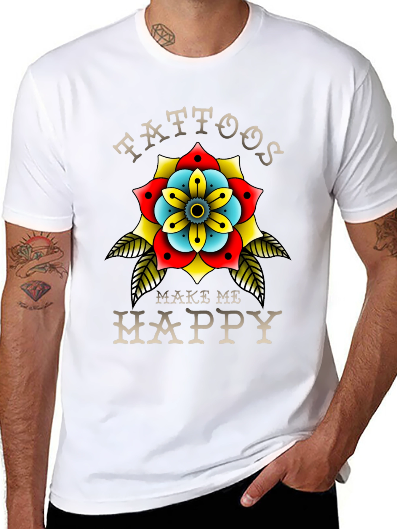 Tattoos Make Me Happy Black T-Shirt