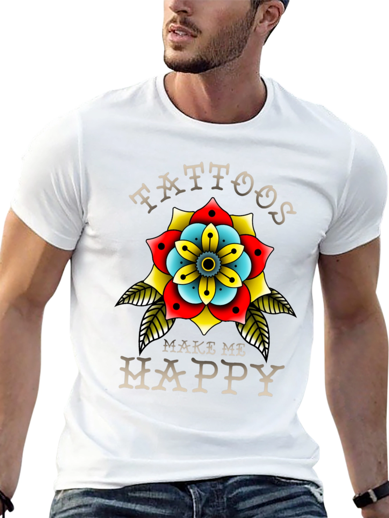 Tattoos Make Me Happy Black T-Shirt