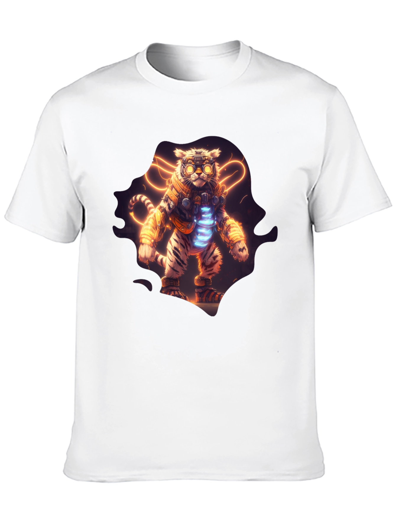 Cyberpunk Tiger Graphic T-Shirt - Cool Black Tee