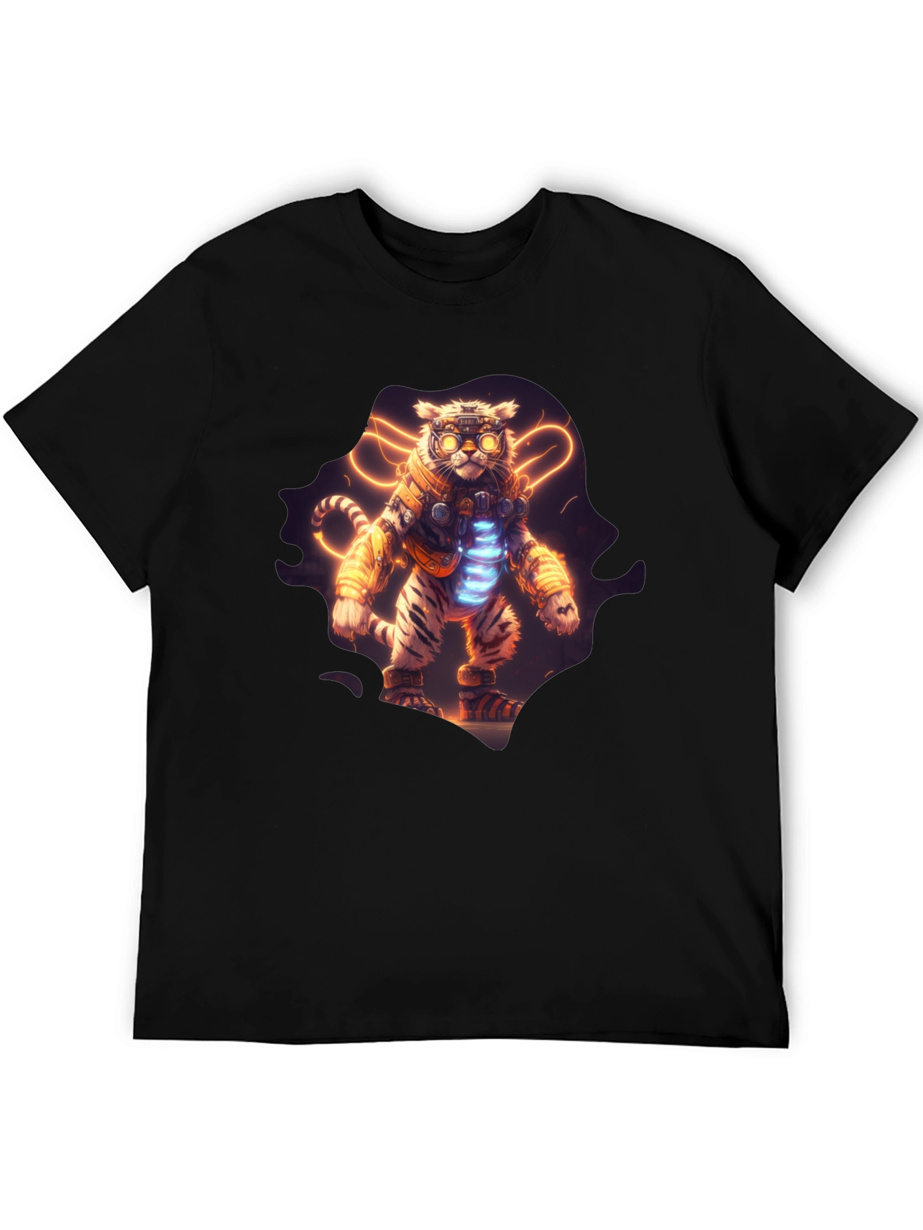 Cyberpunk Tiger Graphic T-Shirt - Cool Black Tee